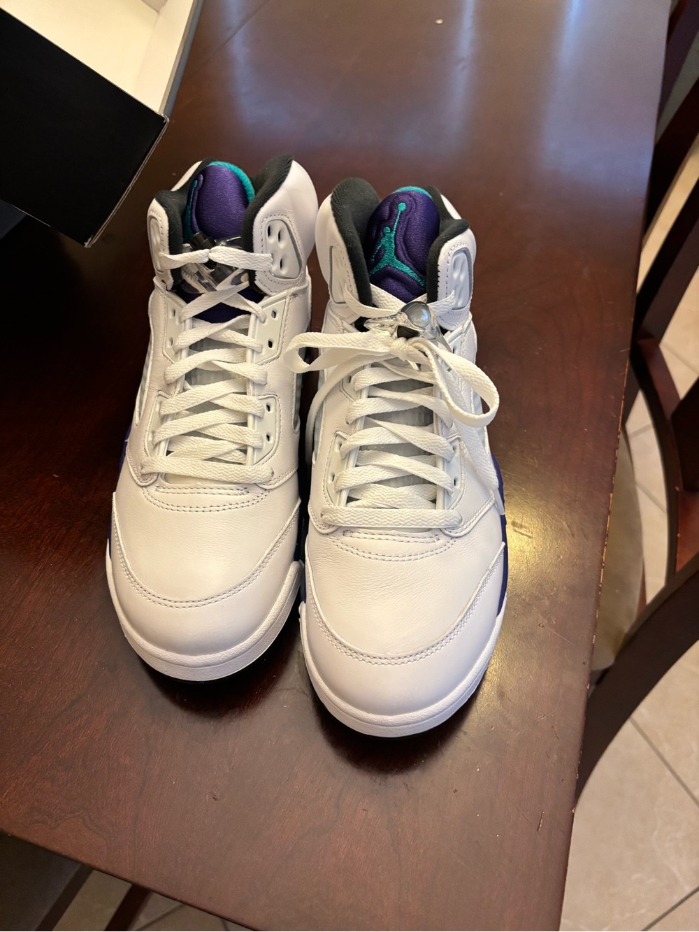 Jordan White Sneakers with Purple and Teal Accents